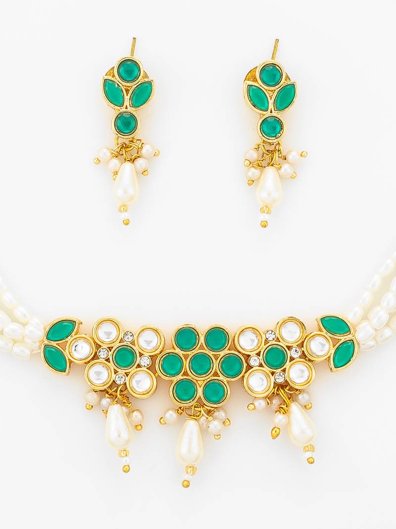 gold plated pearl bead choker