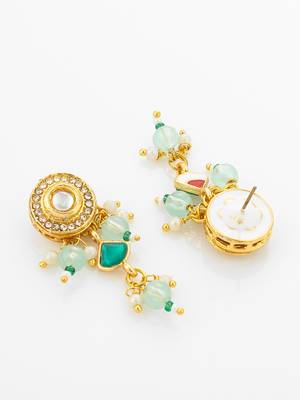 gold plated green stone necklace 4