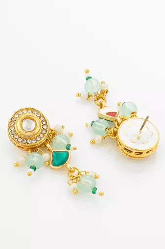 gold plated green stone necklace