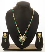 gold plated green stone necklace
