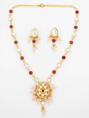 ruby pink kundan necklace set 2
