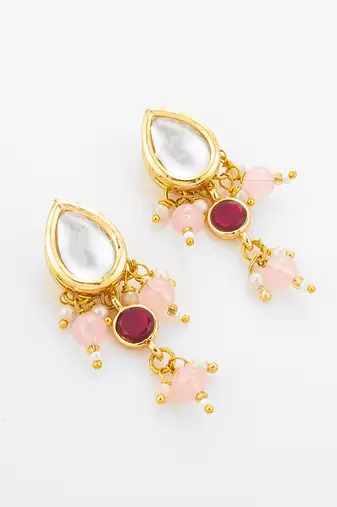 ruby pink kundan necklace set