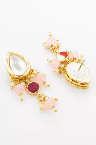 ruby pink kundan necklace set