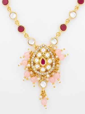 ruby pink kundan necklace set 5