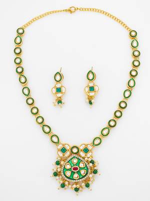 green meenakari kundan necklace set 2