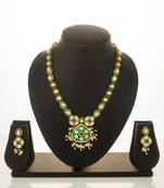 green meenakari kundan necklace set