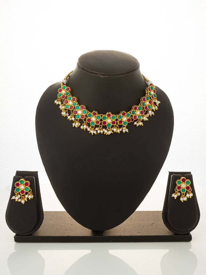 multicolor kundan choker necklace