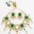 gold plated green white necklace set