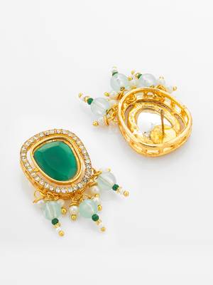 gold plated green white necklace set 4