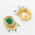 gold plated green white necklace set