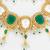 gold plated green white necklace set