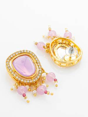 gold plated lavender kundan choker 4