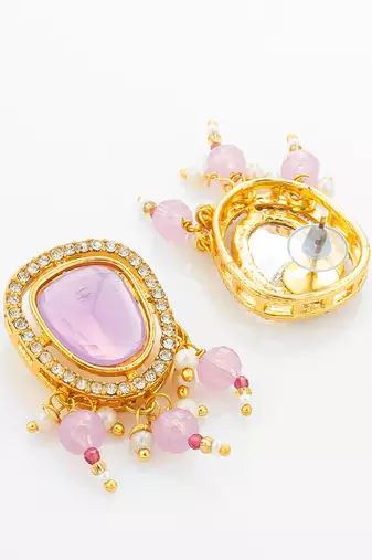 gold plated lavender kundan choker