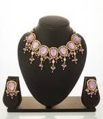 gold plated lavender kundan choker