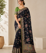 black jaqurad all over jaal border with dola pashmina silk saree