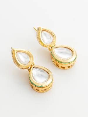 gold plated pearl kundan long set 3