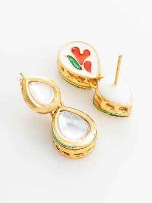 gold plated pearl kundan long set 4