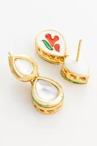 gold plated pearl kundan long set