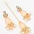 party wear peach kundan choker necklace set with pearls and maang tikka
