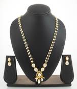 gold plated pearl kundan long set