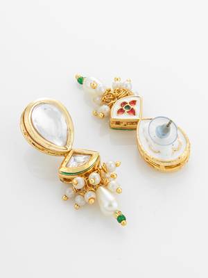green enamel kundan necklace set 4