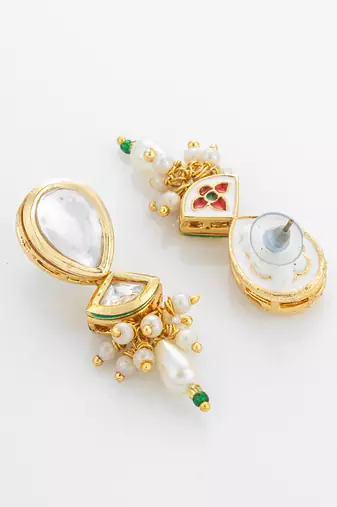 green enamel kundan necklace set