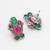 oxidized silver choker necklace set with pink and green stone and stud earrings