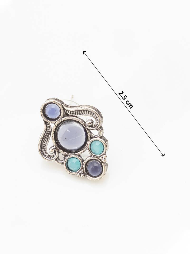 silver choker necklace set with blue and turquoise 