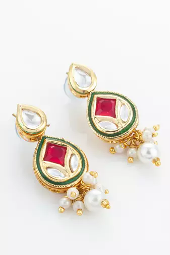 ruby red crescent necklace set