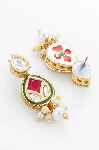ruby red crescent necklace set