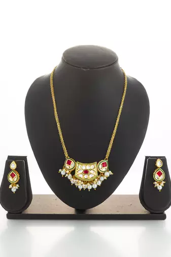ruby red crescent necklace set