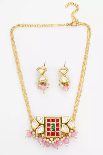 geometric stone necklace set