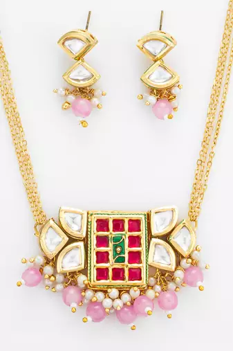geometric stone necklace set