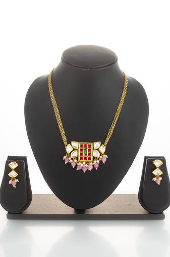 geometric stone necklace set