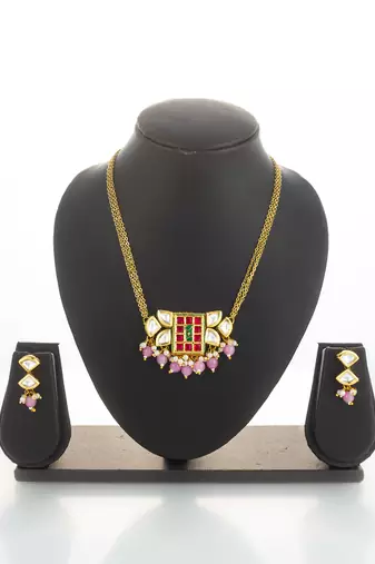 geometric stone necklace set