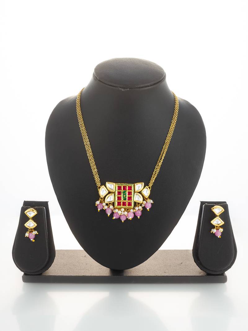 geometric stone necklace set