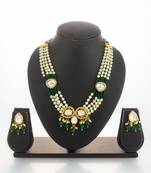 gold plated green kundan necklace set