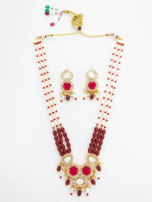 gold plated pearl stone necklace set 2