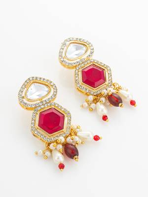 gold plated pearl stone necklace set 3