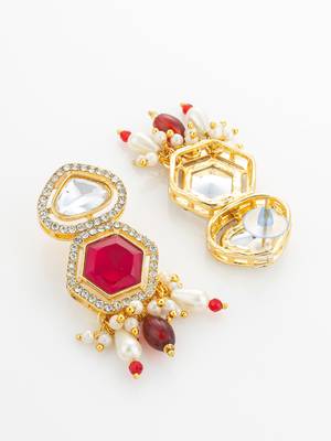 gold plated pearl stone necklace set 4
