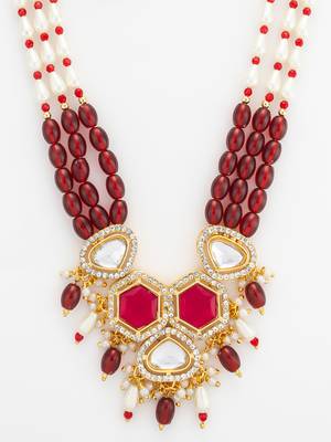 gold plated pearl stone necklace set 5