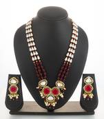 gold plated pearl stone necklace set