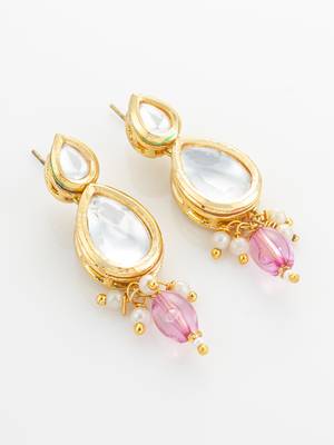 gold plated pink crystal necklace set 3