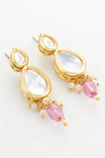 gold plated pink crystal necklace set