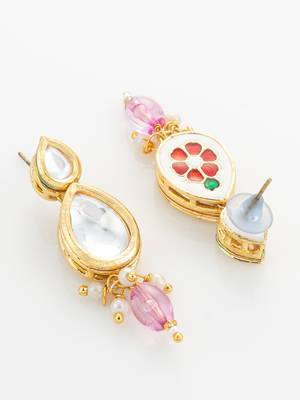 gold plated pink crystal necklace set 4