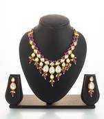 gold plated pink crystal necklace set