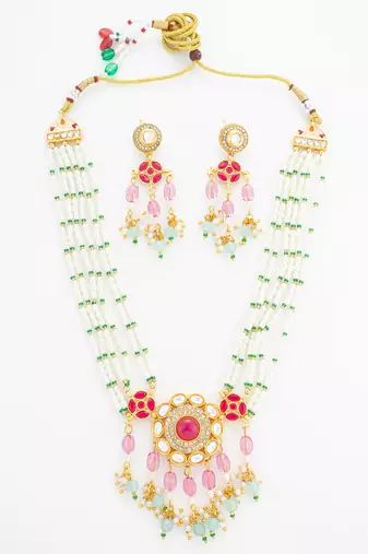 gold plated pearl rani haar set