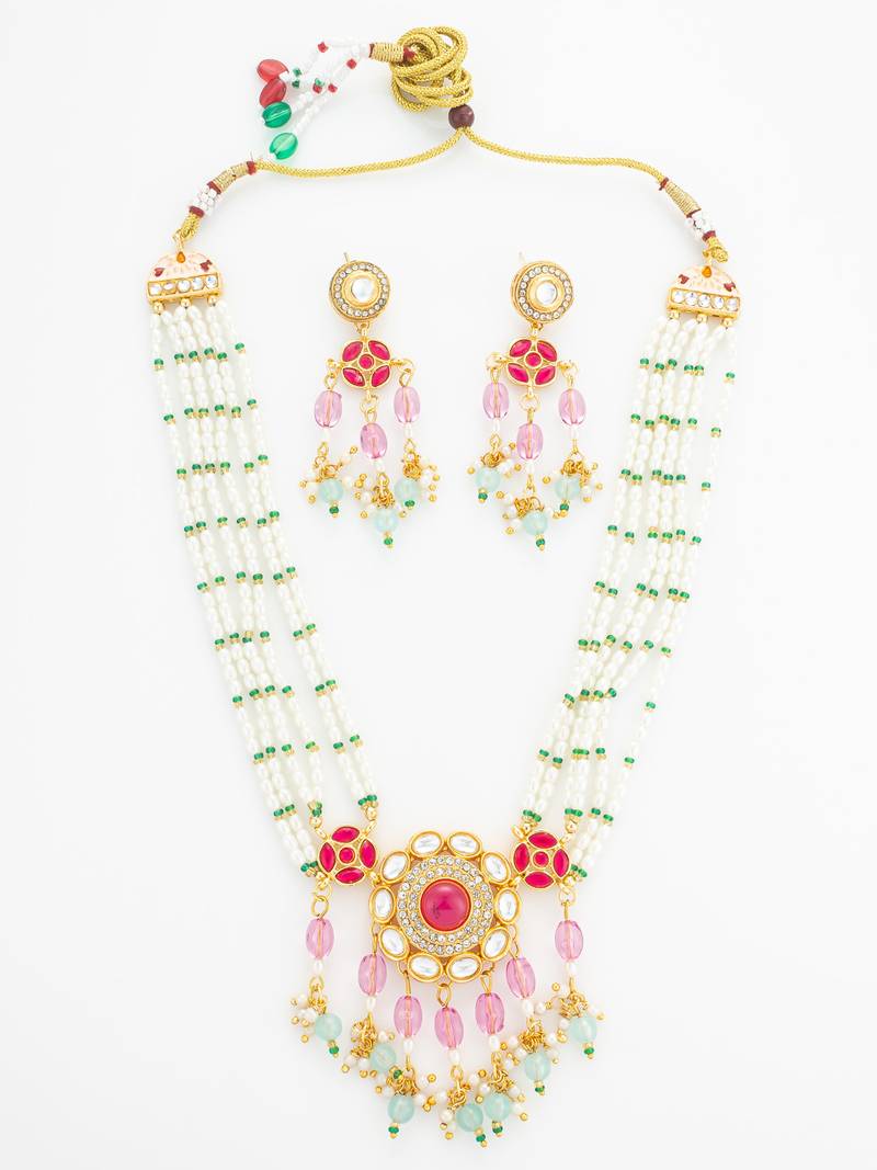 gold plated pearl rani haar set