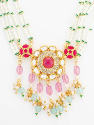 gold plated pearl rani haar set 5