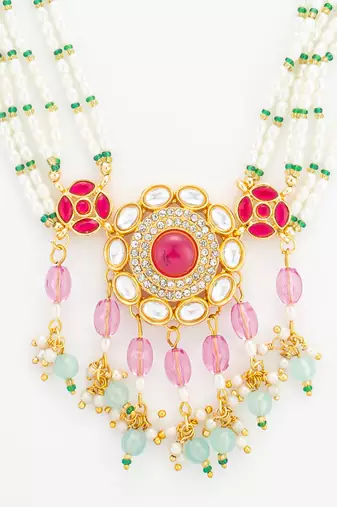 gold plated pearl rani haar set
